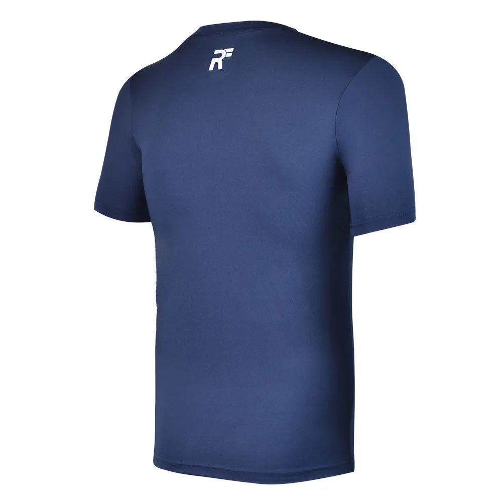 RunFlyte Men's Basics Short Sleeve Moisture-Wicking T-Shirt Navy Blue/White