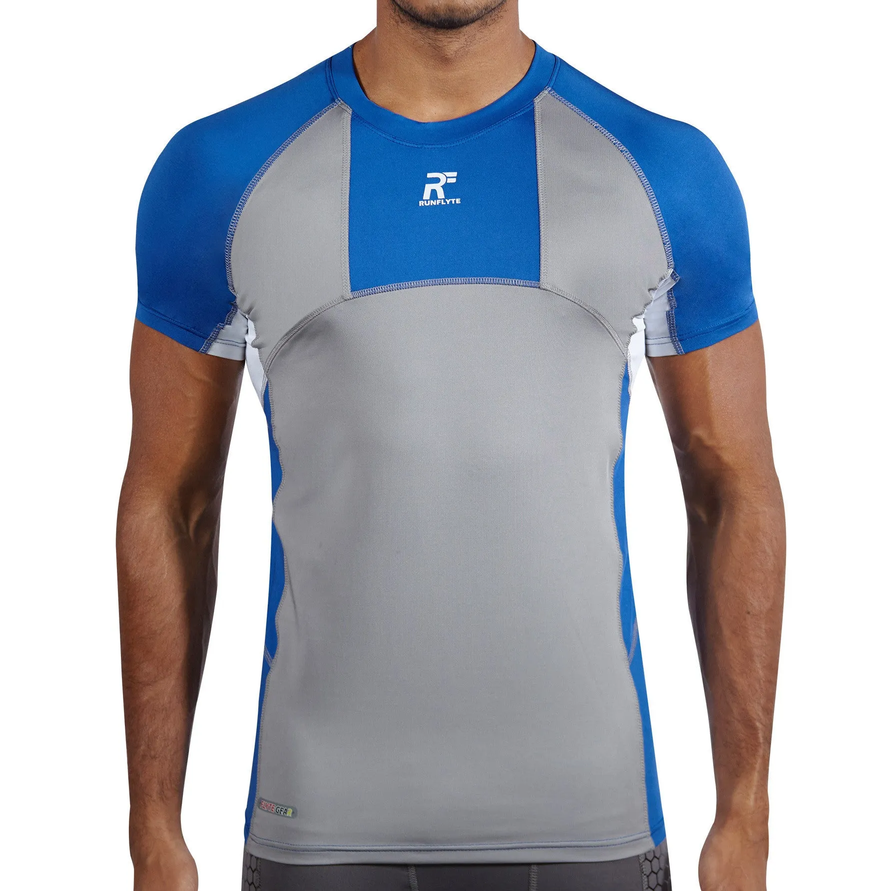 RunFlyte Men's Contour Panel Compression Short Sleeve T-Shirt - Moisture Wicking