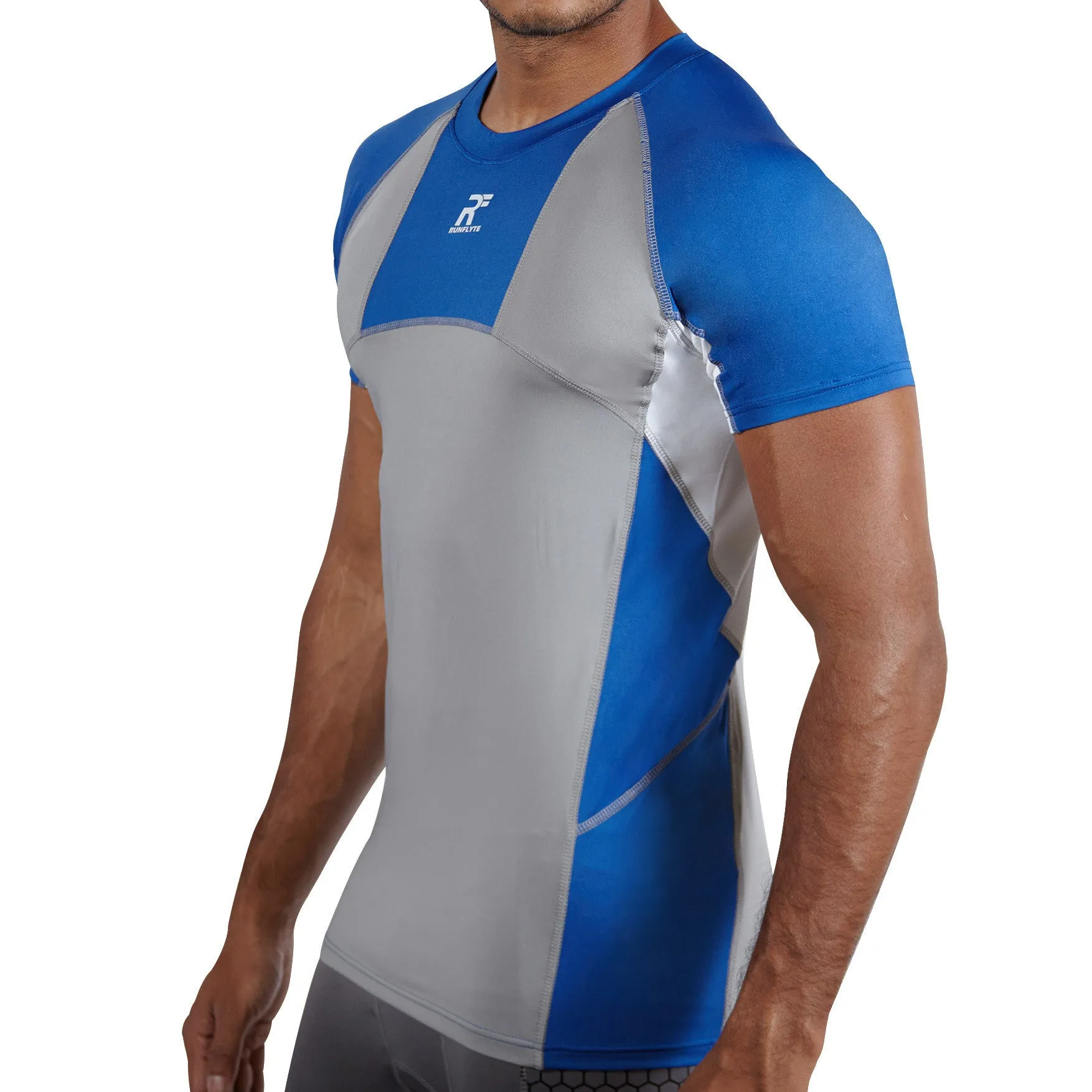 RunFlyte Men's Contour Panel Compression Short Sleeve T-Shirt - Moisture Wicking