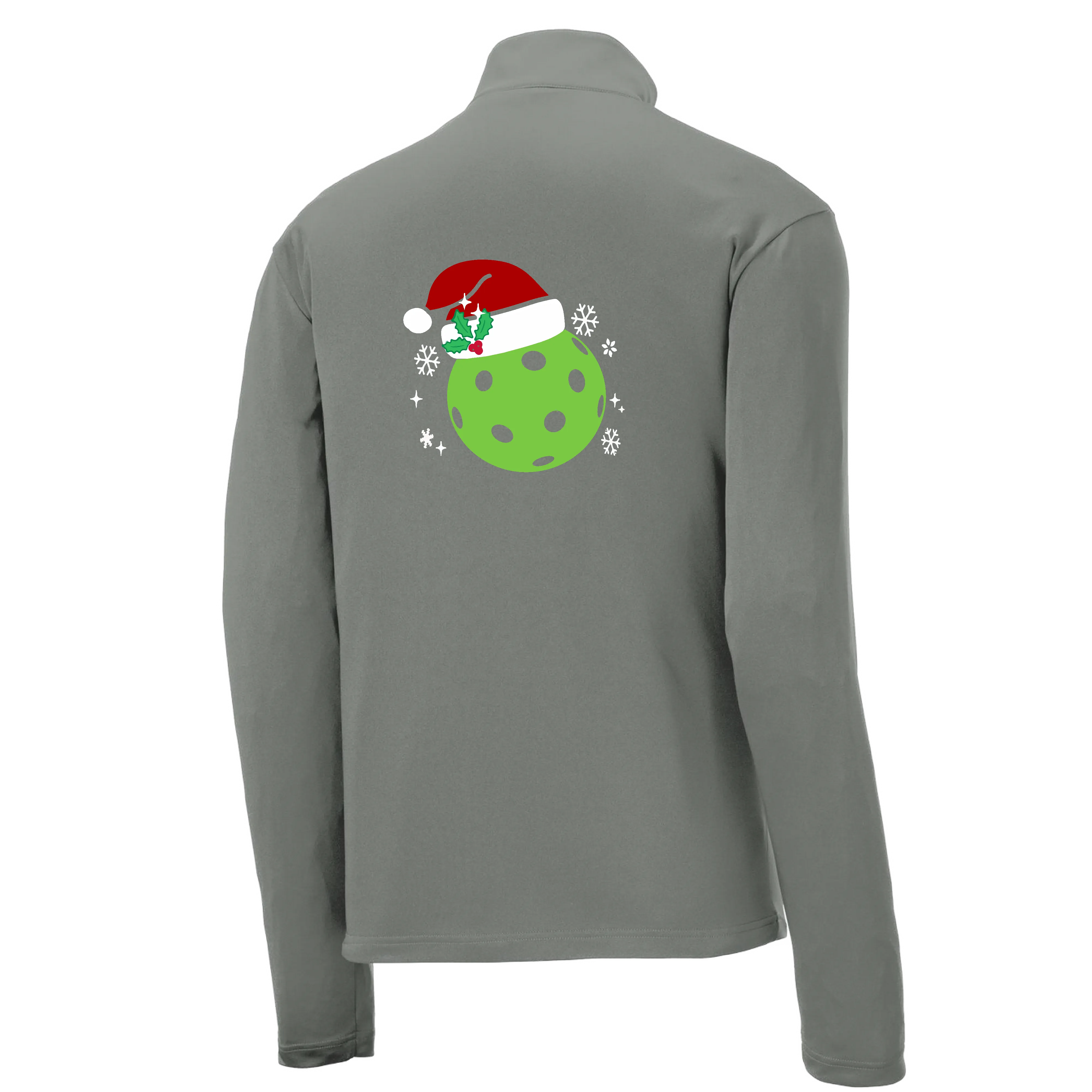 Santa Hat | Men's 1/4 Zip Long Sleeve Pullover Athletic Shirt | 100% Polyester