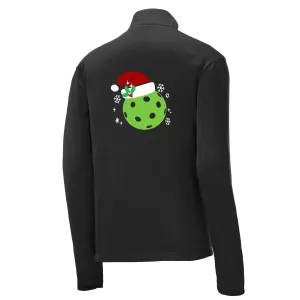 Santa Hat | Men's 1/4 Zip Long Sleeve Pullover Athletic Shirt | 100% Polyester