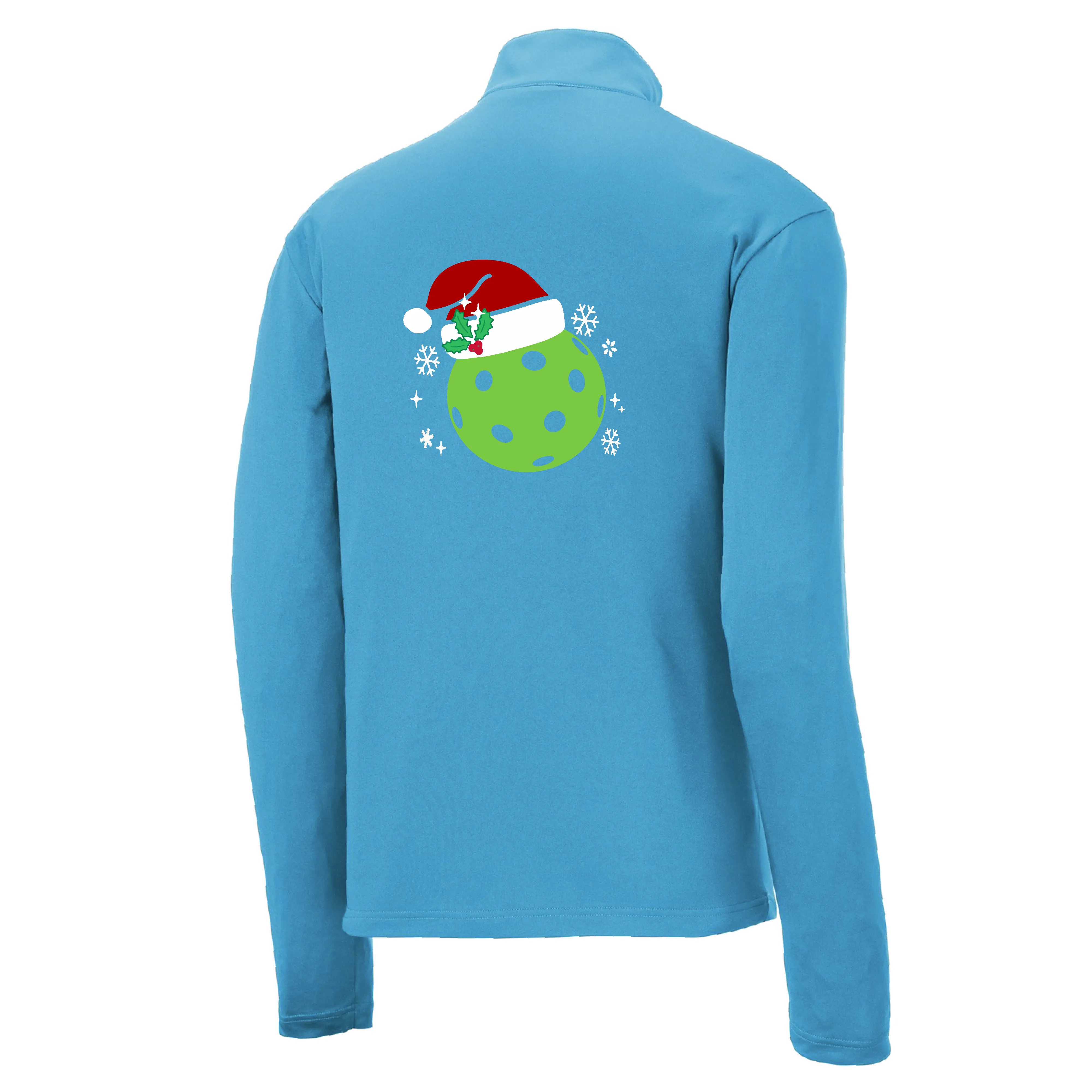 Santa Hat | Men's 1/4 Zip Long Sleeve Pullover Athletic Shirt | 100% Polyester