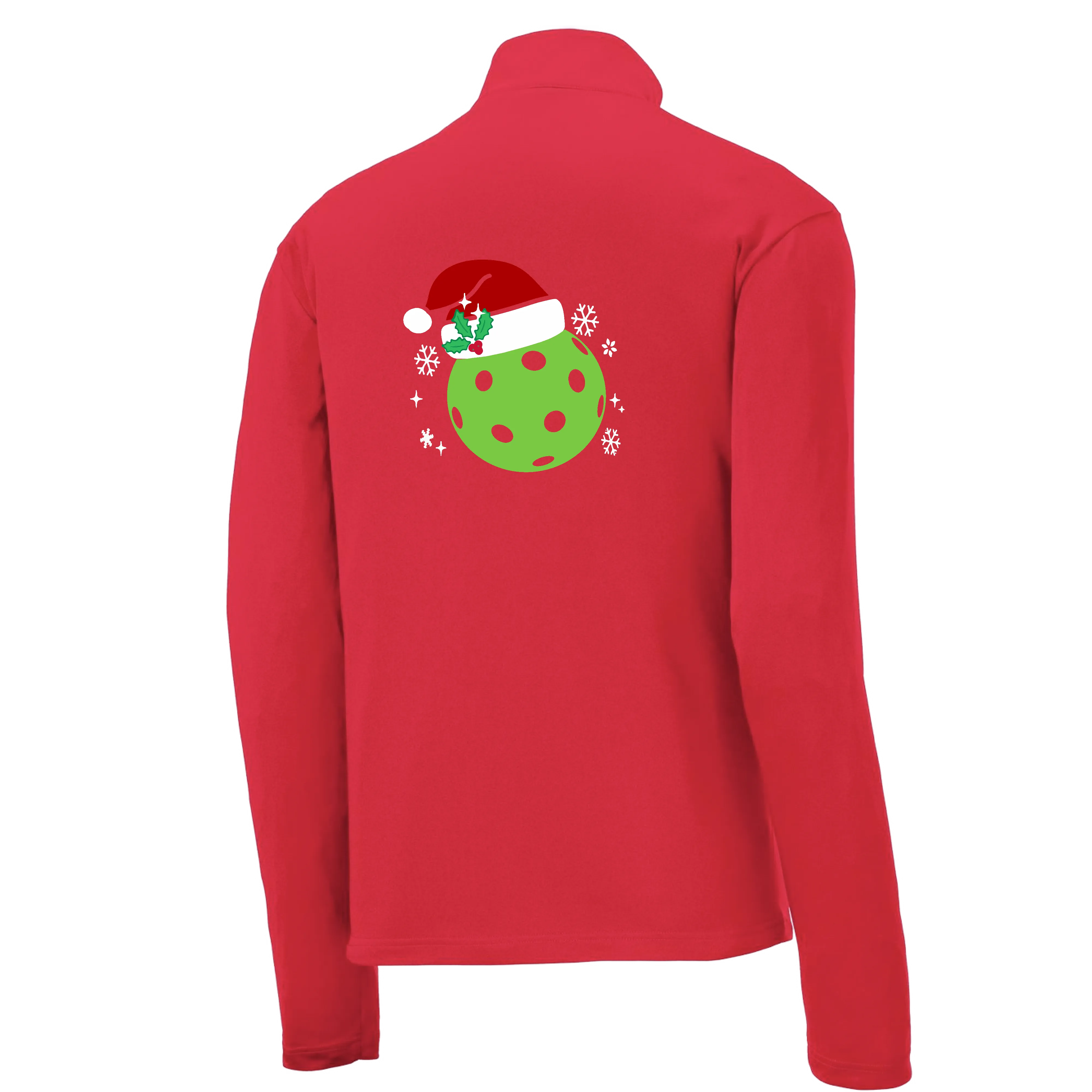 Santa Hat | Men's 1/4 Zip Long Sleeve Pullover Athletic Shirt | 100% Polyester