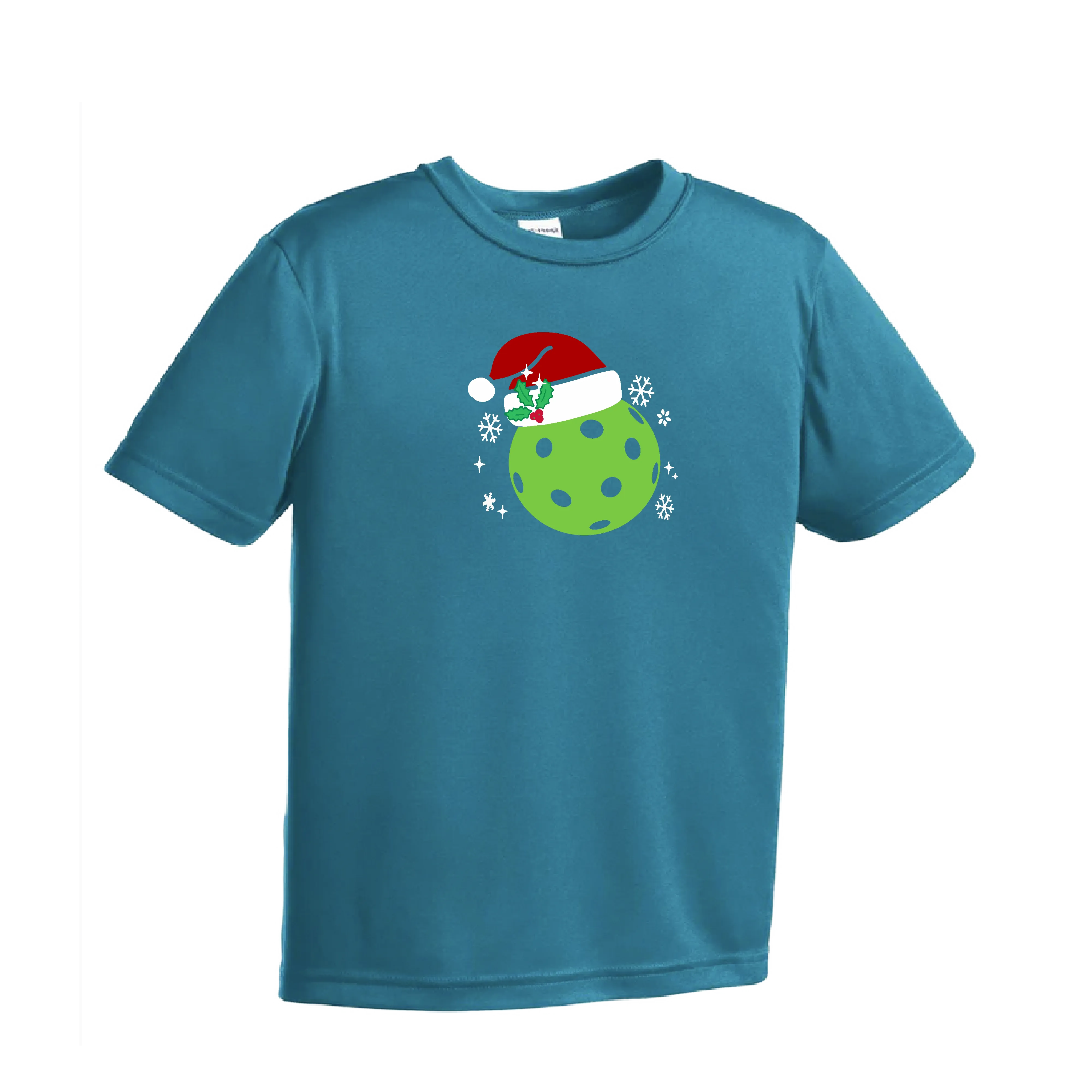 Santa Hat | Youth Short Sleeve Pickleball Shirts | 100% Polyester
