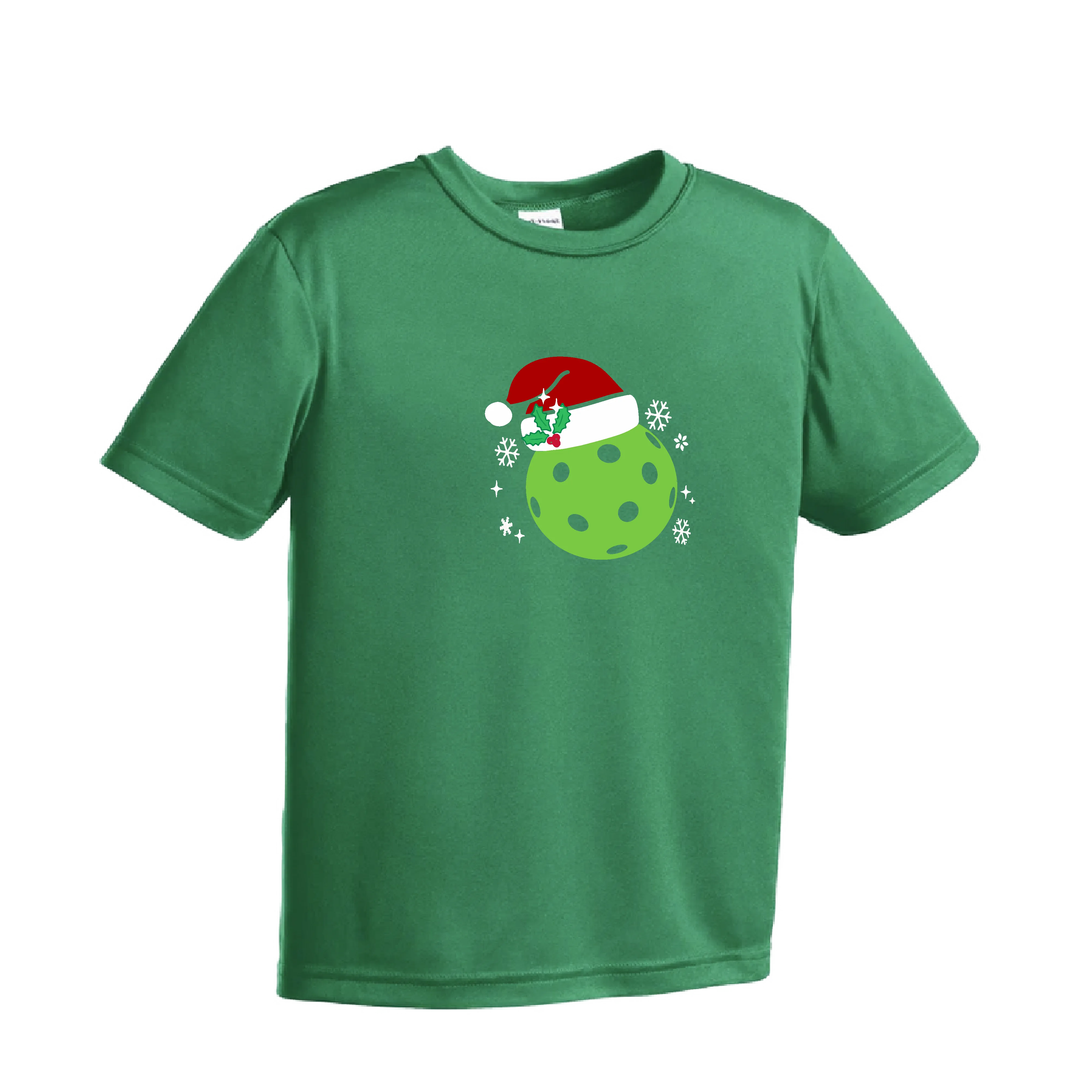 Santa Hat | Youth Short Sleeve Pickleball Shirts | 100% Polyester