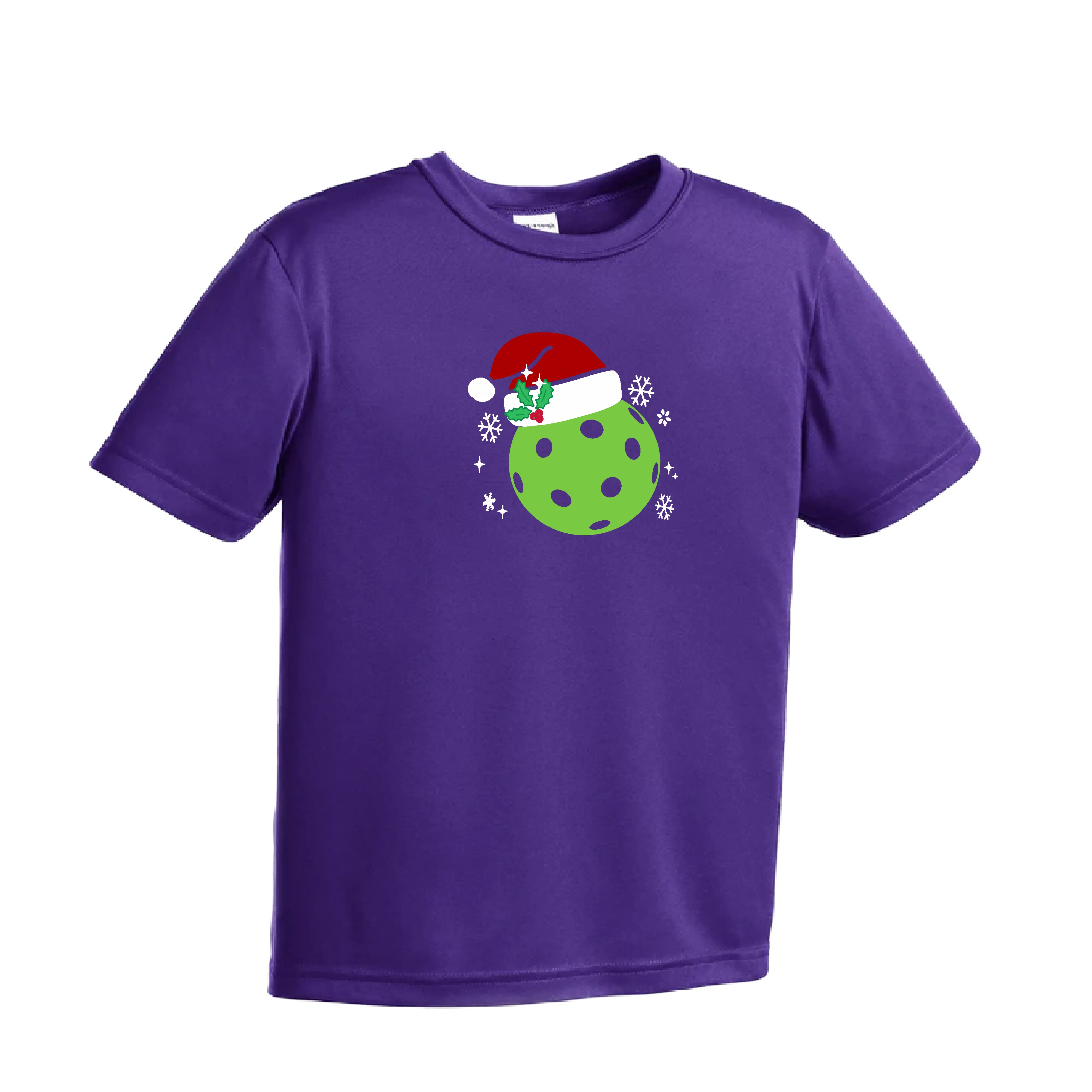 Santa Hat | Youth Short Sleeve Pickleball Shirts | 100% Polyester