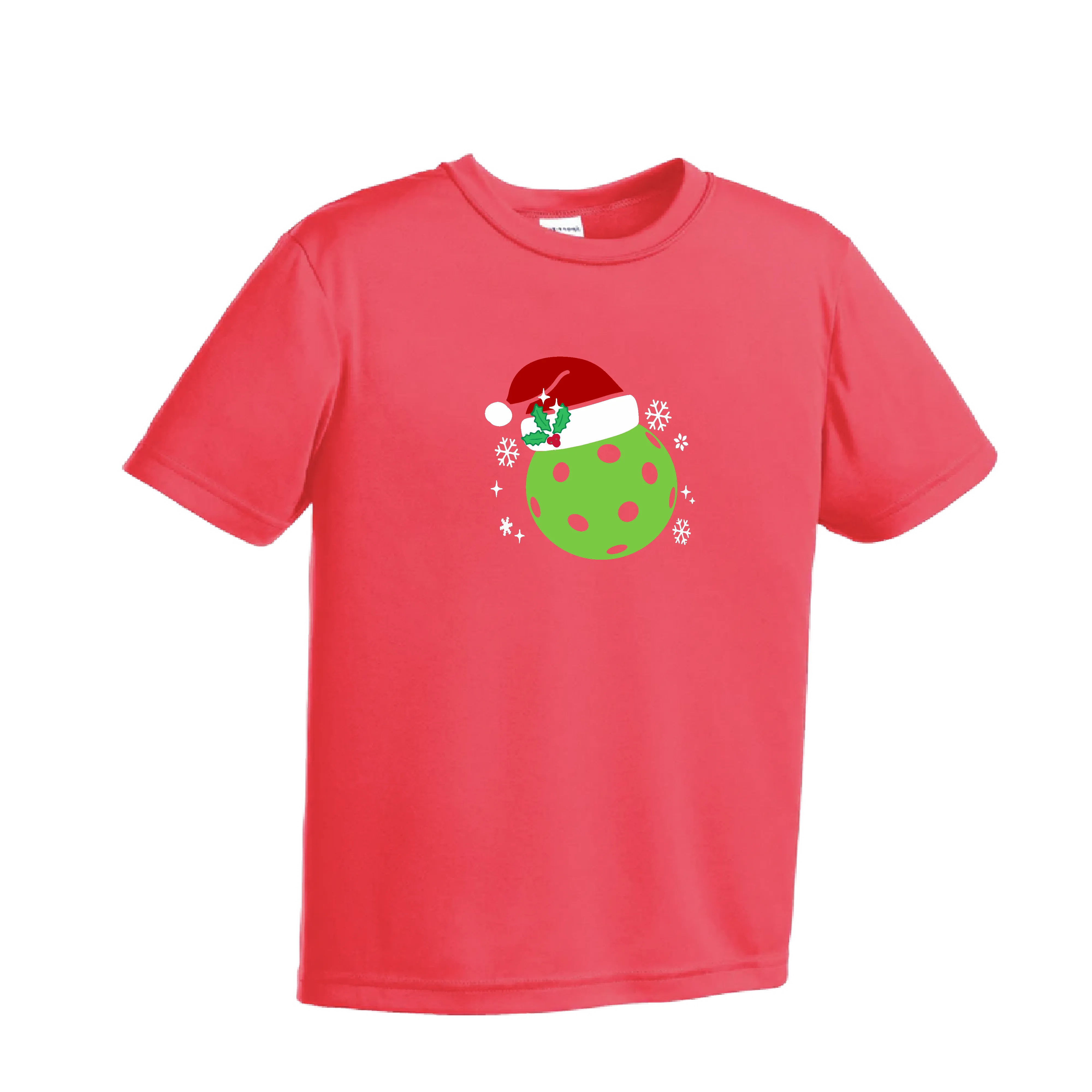 Santa Hat | Youth Short Sleeve Pickleball Shirts | 100% Polyester