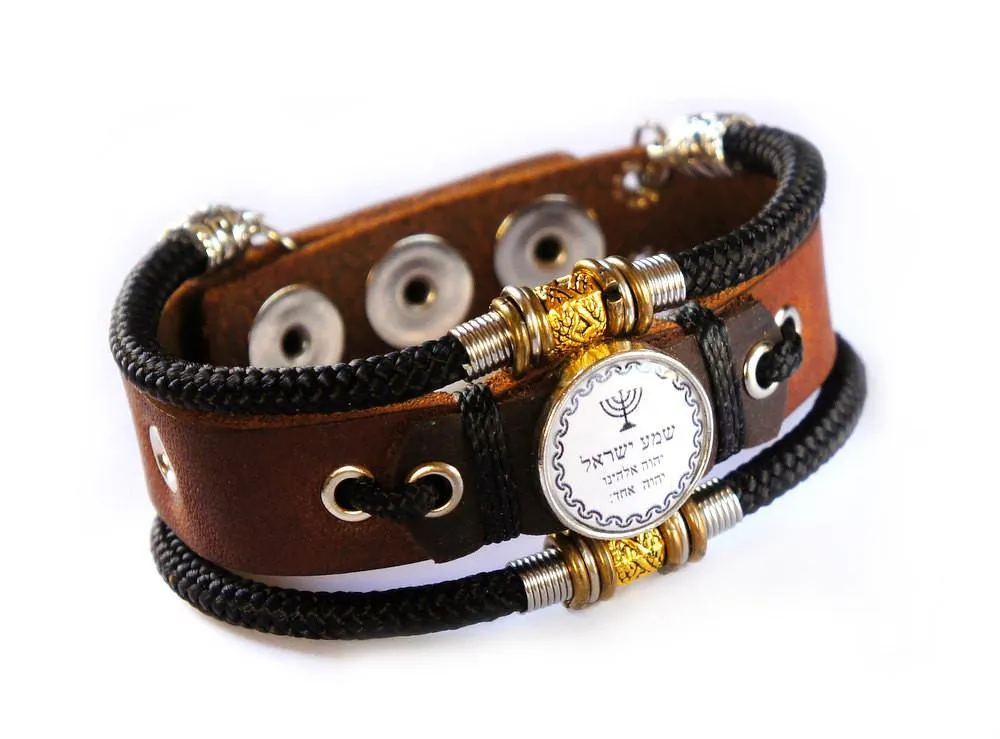 Shema Yisrael Bracelet Hebrew Jewish Blessing Prayer & Symbol
