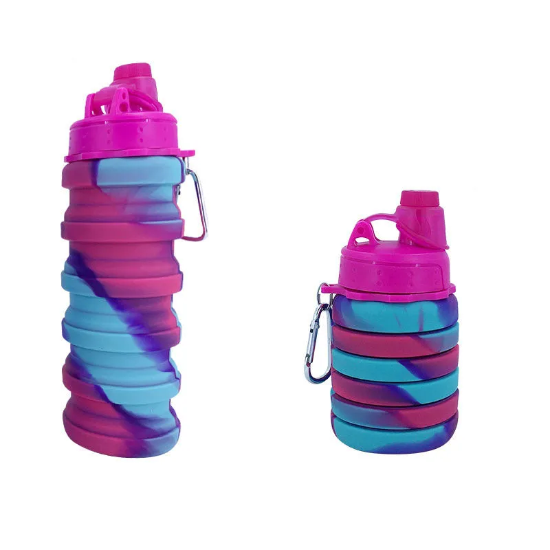 Silicone Collapsible Sports Water Travel Bottles 500ml