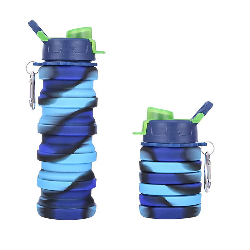 Silicone Collapsible Sports Water Travel Bottles 500ml