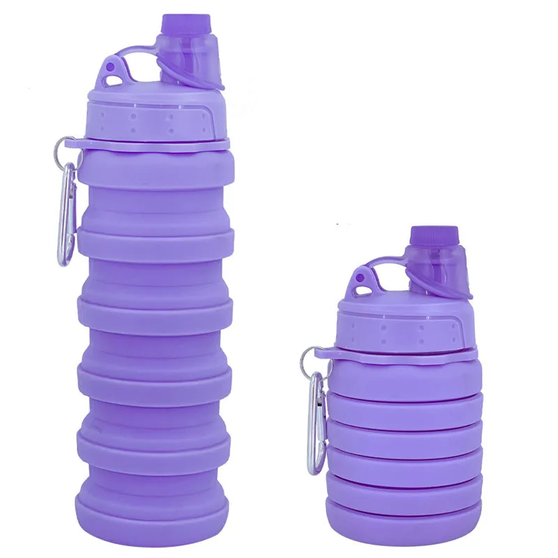 Silicone Collapsible Sports Water Travel Bottles 500ml