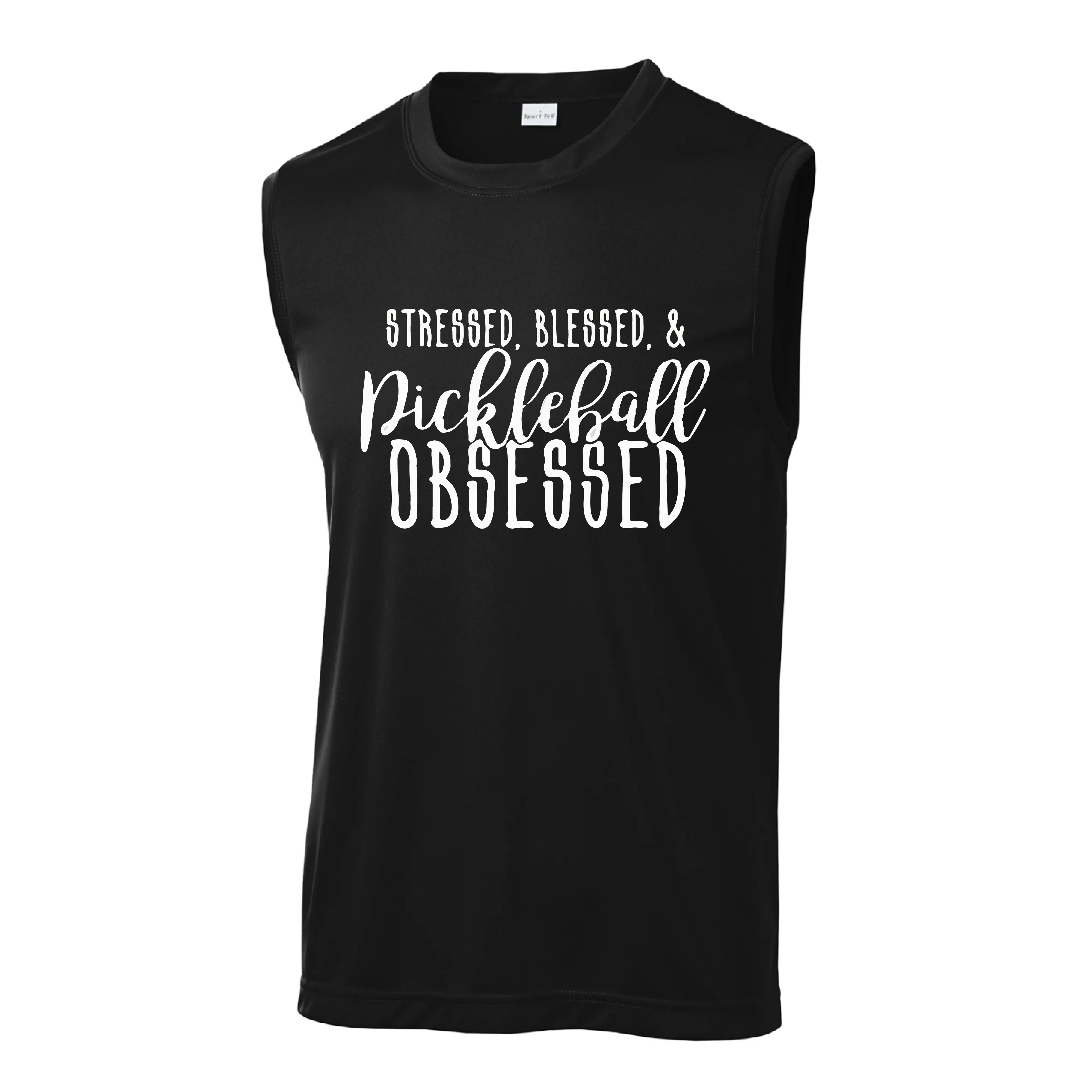 Stressed Blessed & Pickleball Obsessed | Men's Sleeveless Athletic Shirt | 100% Polyester