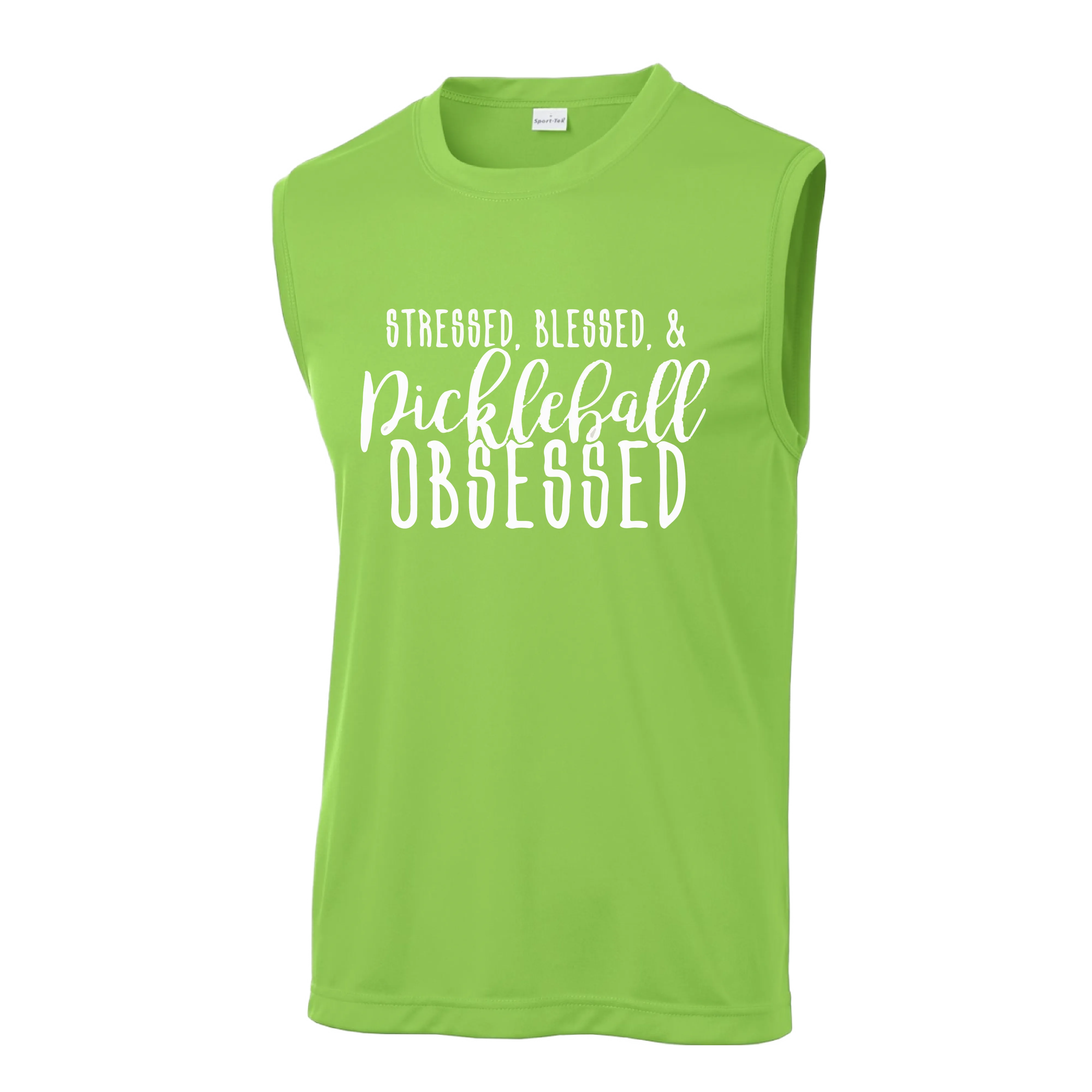 Stressed Blessed & Pickleball Obsessed | Men's Sleeveless Athletic Shirt | 100% Polyester
