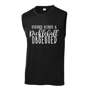 Stressed Blessed & Pickleball Obsessed | Men's Sleeveless Athletic Shirt | 100% Polyester