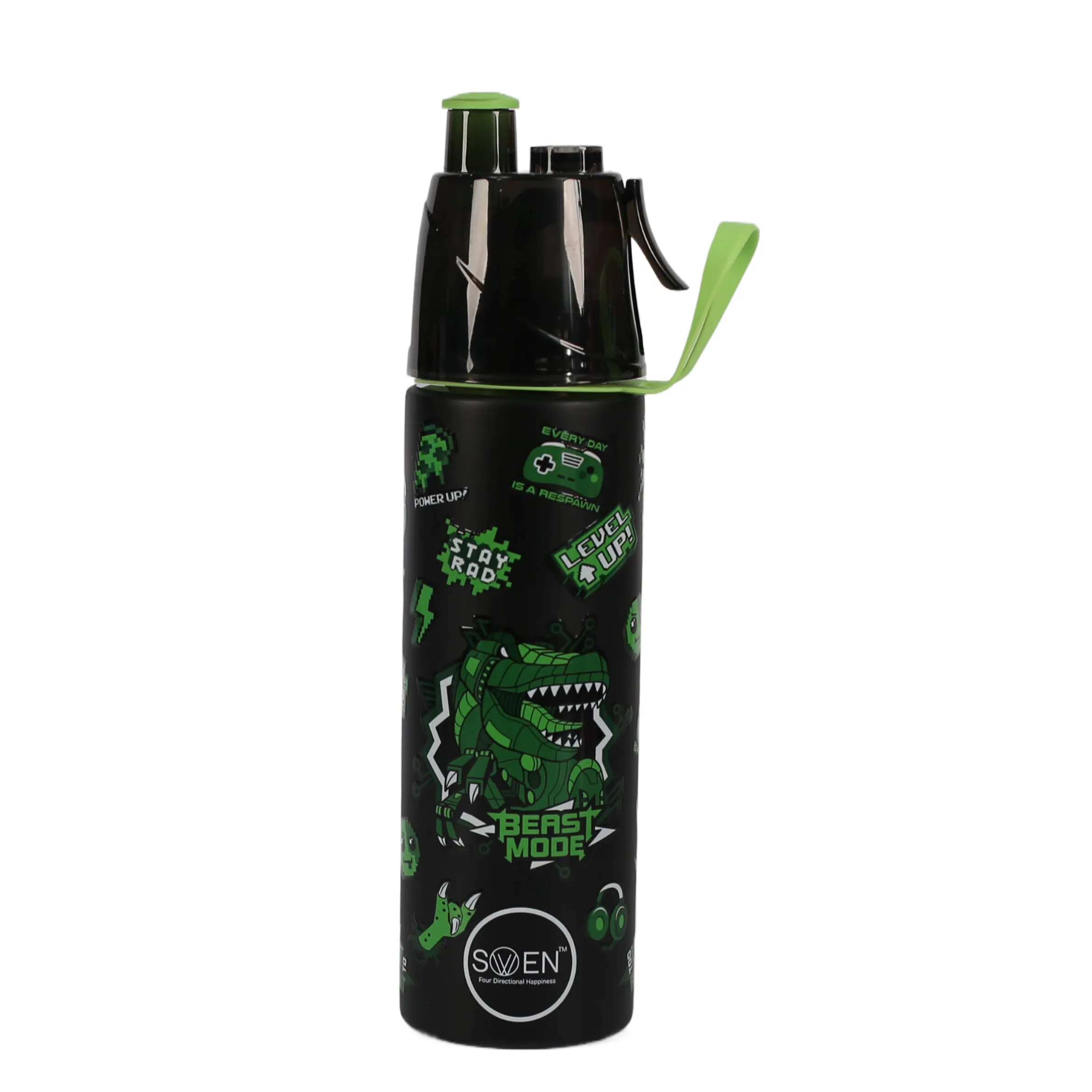 Swen Insulated Stainless Steel Video Game Theme Mist Bottle, Black Color - 490ml