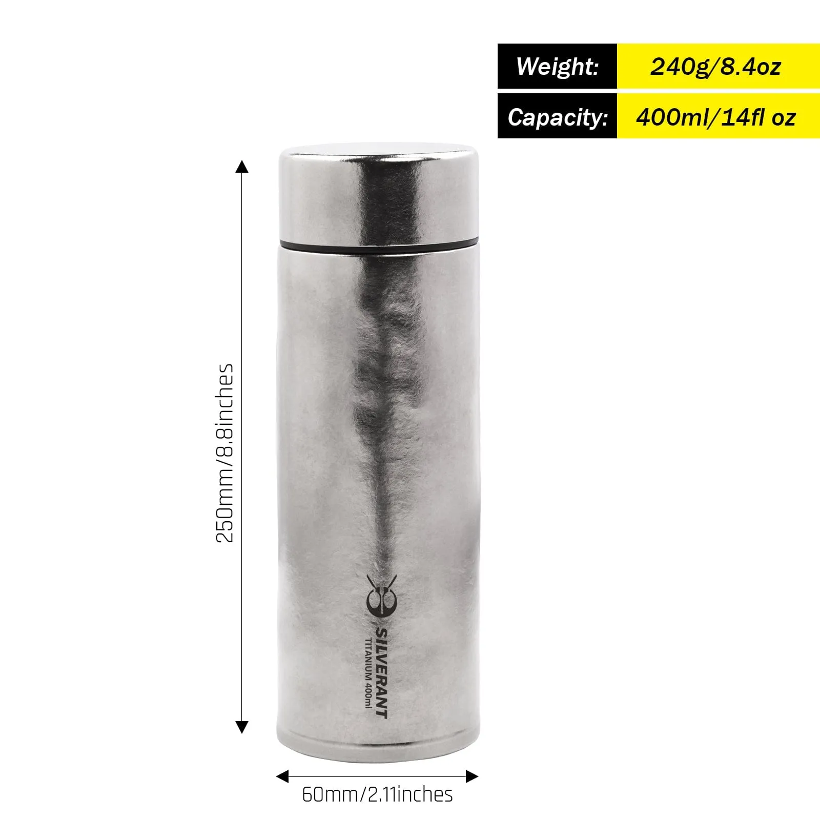 Titanium Double-Wall Insulated Thermos Flask 400ml/14fl oz