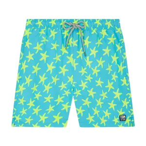 Tom & Teddy Starfish Mens Swim Shorts STFSY - Sky/ Yellow