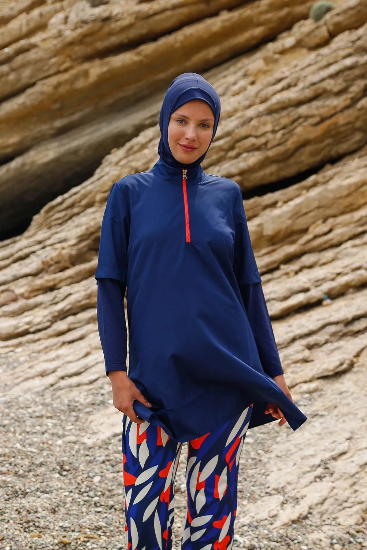 Woven Navy Burkini Modest Swimwear M2262