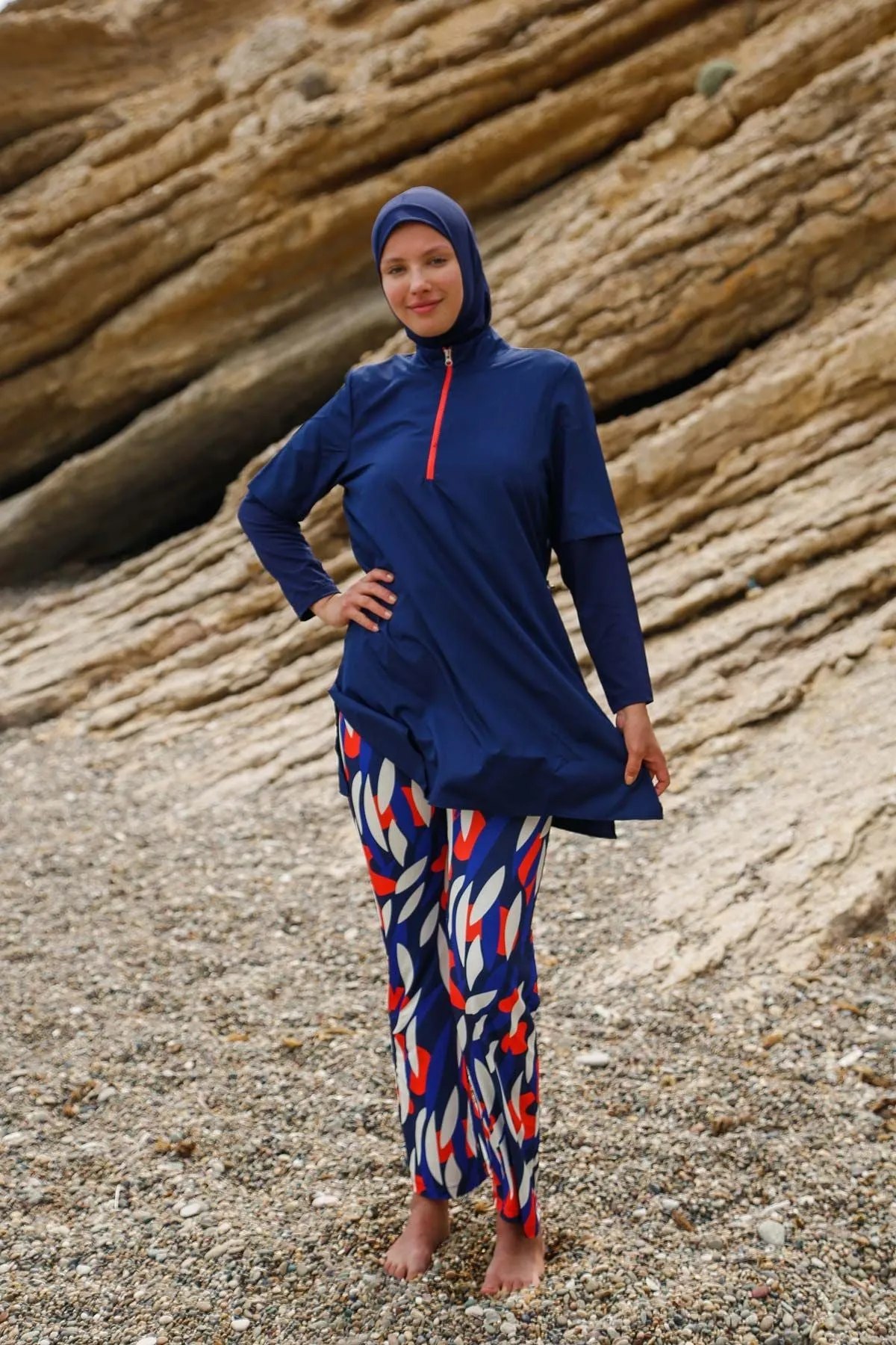 Woven Navy Burkini Modest Swimwear M2262