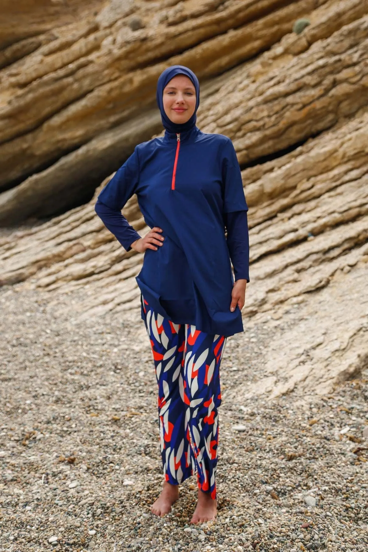 Woven Navy Burkini Modest Swimwear M2262